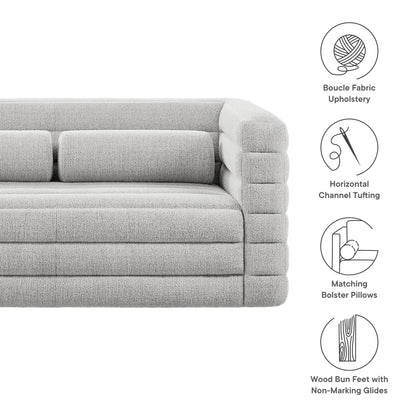 Relle Channel Tufted Boucle Upholstered Loveseat by Furniture for America