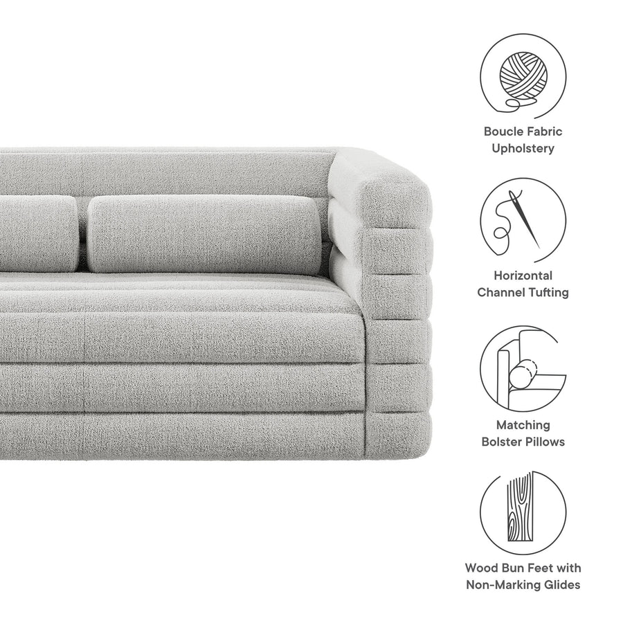 Juna Channel Tufted Boucle Upholstered Loveseat in Newsprint