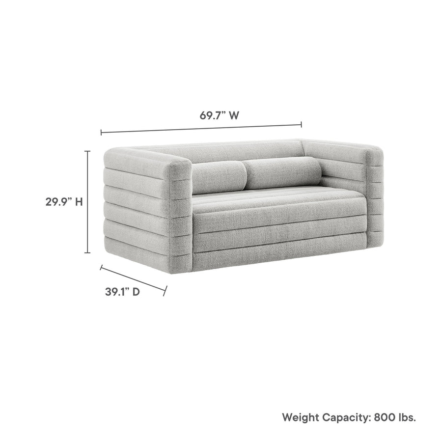 Juna Channel Tufted Boucle Upholstered Loveseat in Newsprint