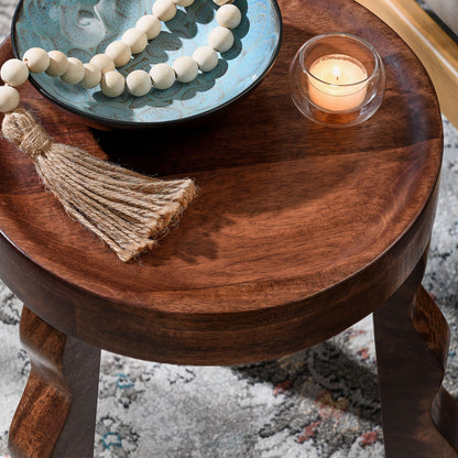 Sorrel Carved Wood Stool by Furniture For America