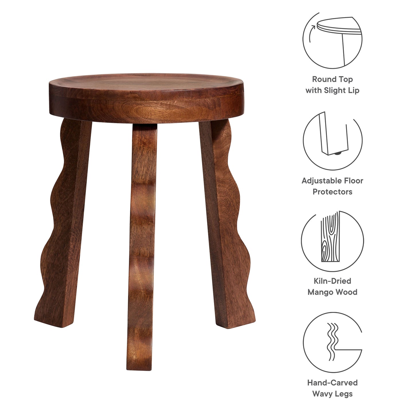 Sorrel Carved Wood Stool by Furniture For America