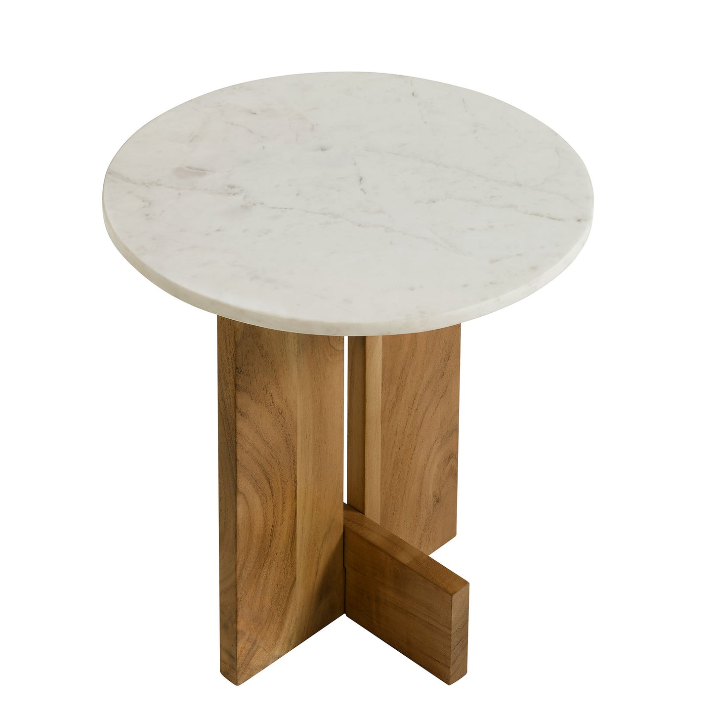 Tarin Acacia Wood and Marble Side Table by Furniture For America