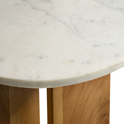 Tarin Acacia Wood and Marble Side Table by Furniture For America