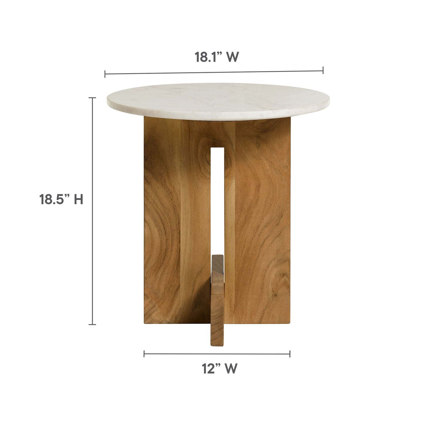 Tarin Acacia Wood and Marble Side Table by Furniture For America
