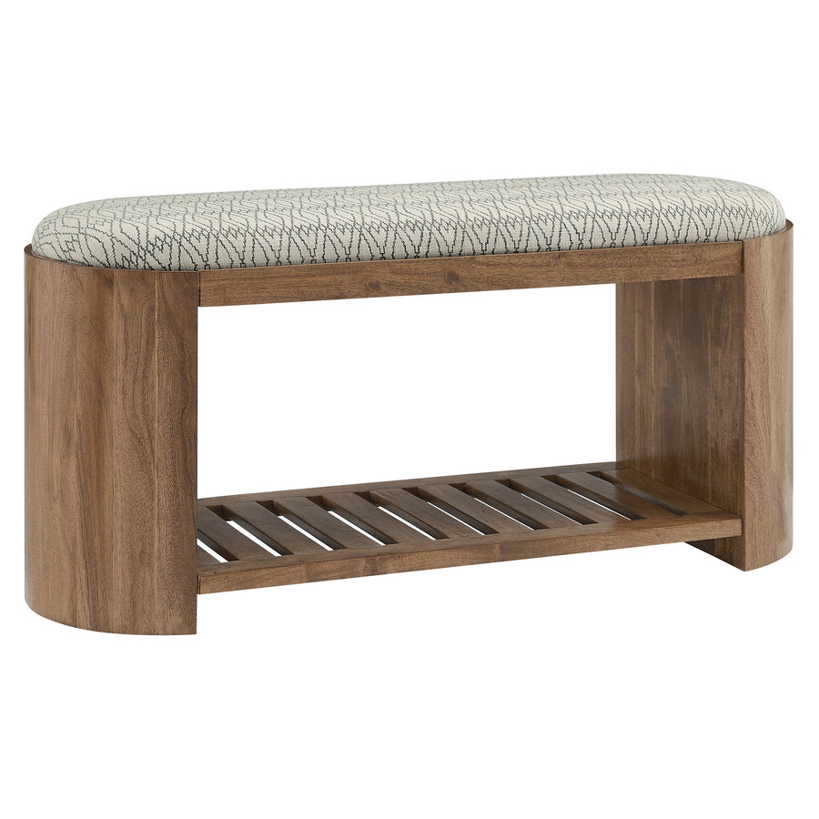 Lena 45" Geometric Upholstered Bench in Natural Geometric