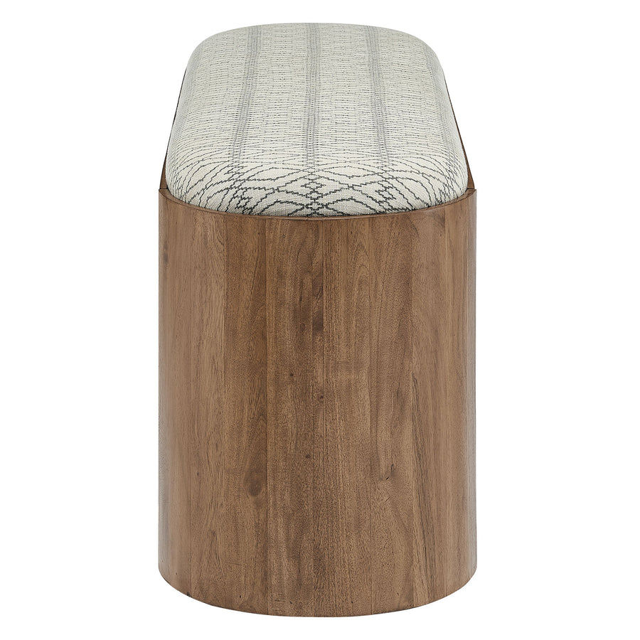 Lena 45" Geometric Upholstered Bench in Natural Geometric