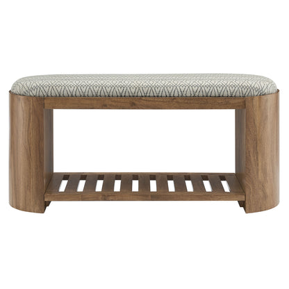 Ashby 45" Geometric Upholstered Bench by Furniture For America