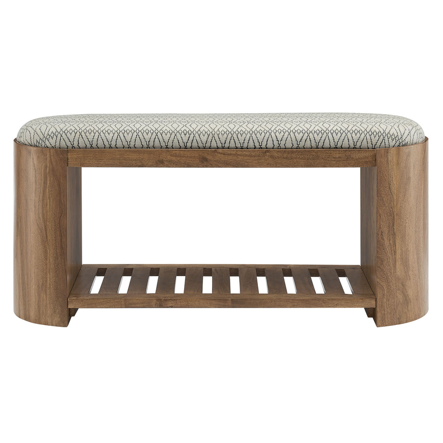 Lena 45" Geometric Upholstered Bench in Natural Geometric
