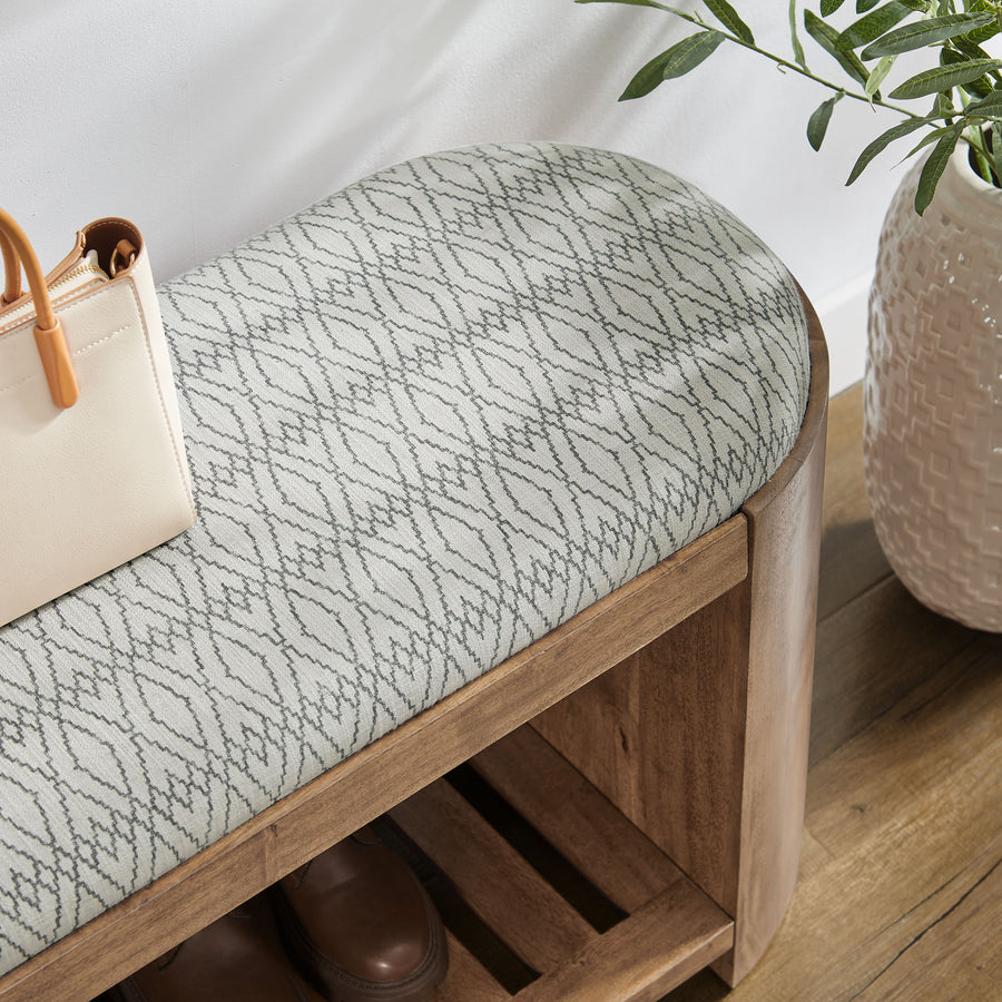 Lena 45" Geometric Upholstered Bench in Natural Geometric