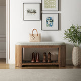 Lena 45" Geometric Upholstered Bench in Natural Geometric