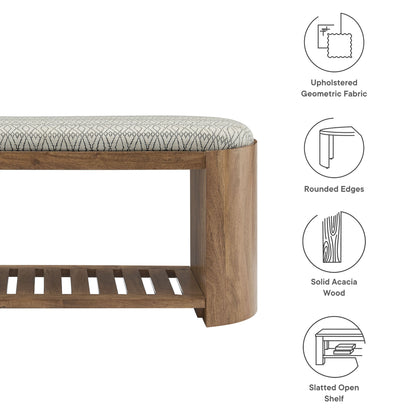 Ashby 45" Geometric Upholstered Bench by Furniture For America