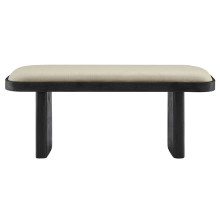 Iver 43" Upholstered Wood Accent Bench in Black Flax