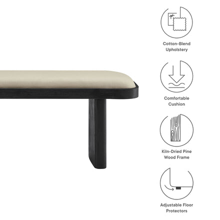 Iver 43" Upholstered Wood Accent Bench in Black Flax