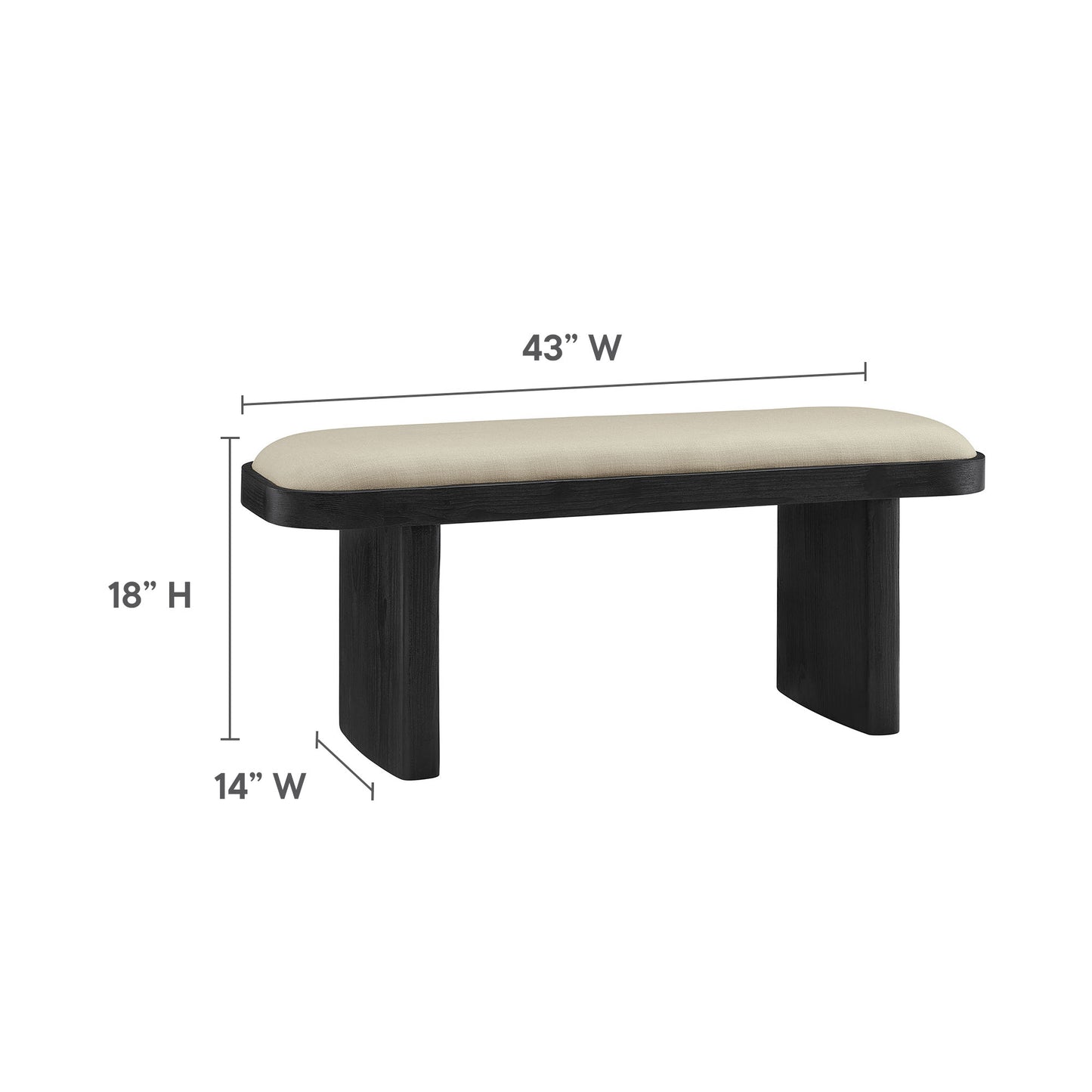 Iver 43" Upholstered Wood Accent Bench by Furniture For America