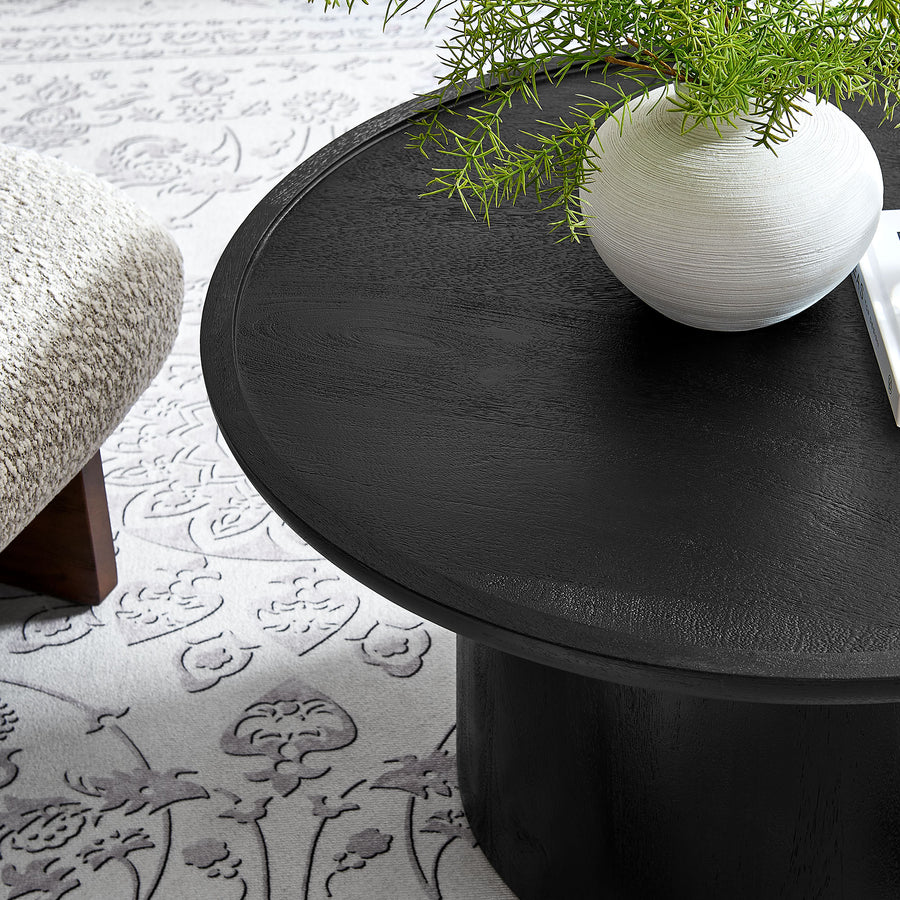 Orson 30" Round Wood Coffee Table in Black
