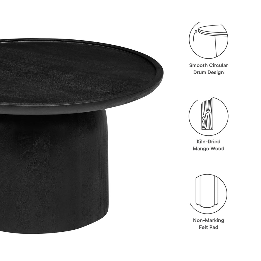 Orson 30" Round Wood Coffee Table in Black