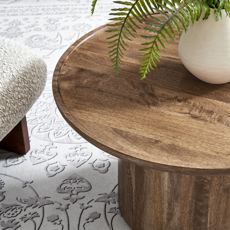 Orson 30" Round Wood Coffee Table in Walnut