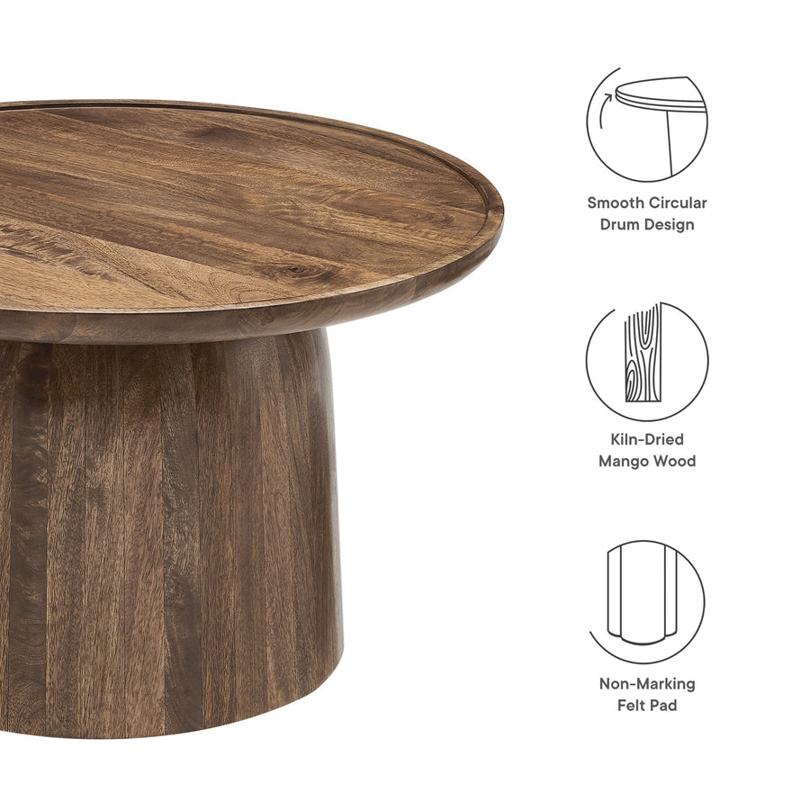 Orson 30" Round Wood Coffee Table in Walnut