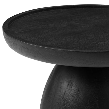 Holloway Round Wood Side Table in Black