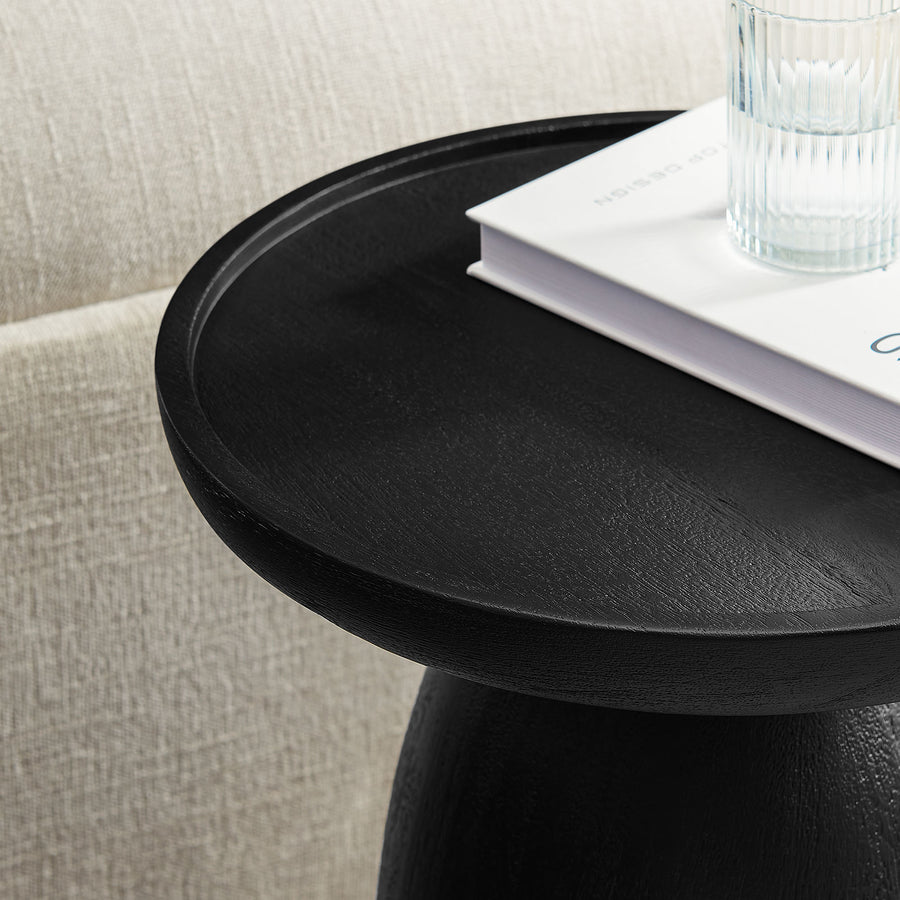 Orson Round Wood Side Table in Black