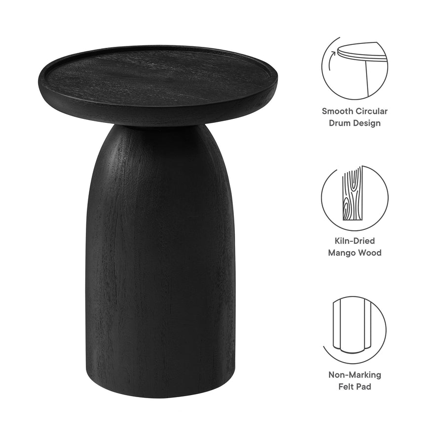 Orson Round Wood Side Table in Black