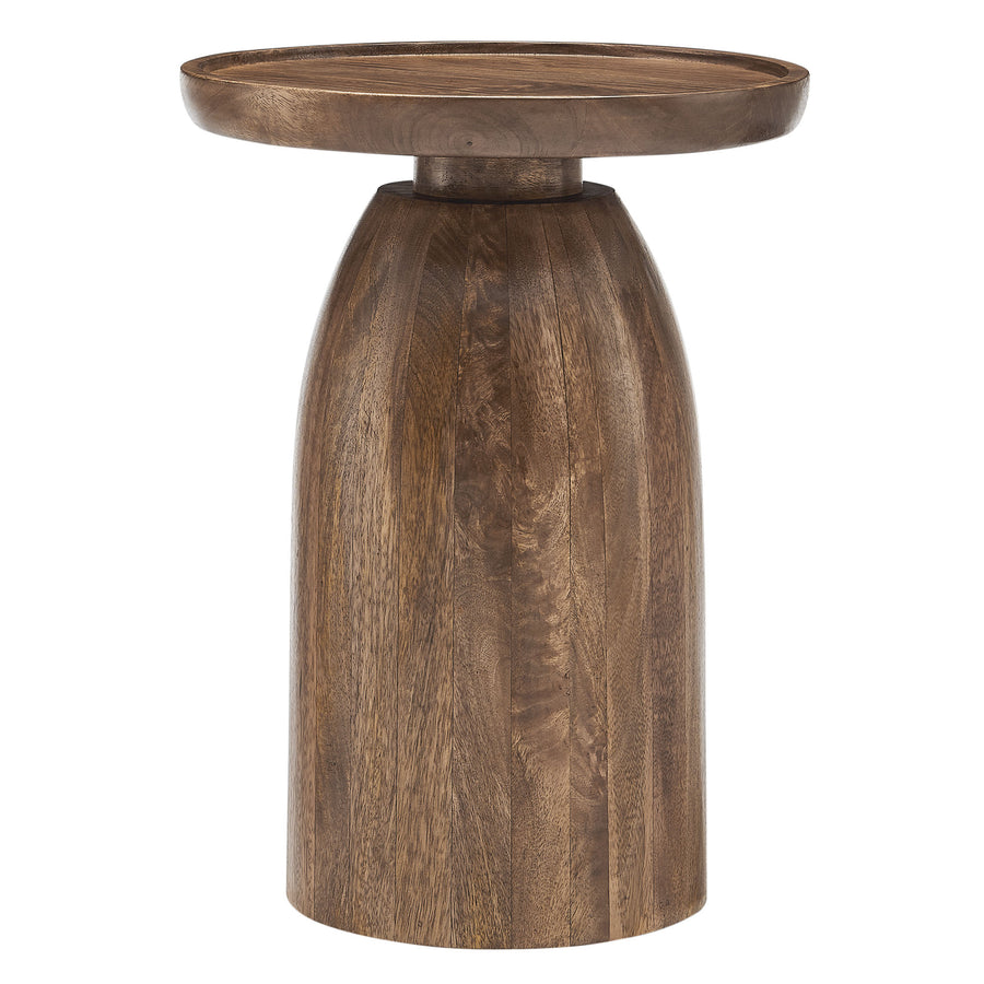 Orson Round Wood Side Table in Walnut