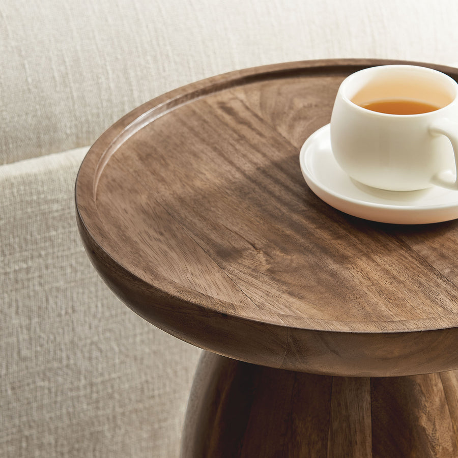 Orson Round Wood Side Table in Walnut