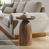 Orson Round Wood Side Table in Walnut