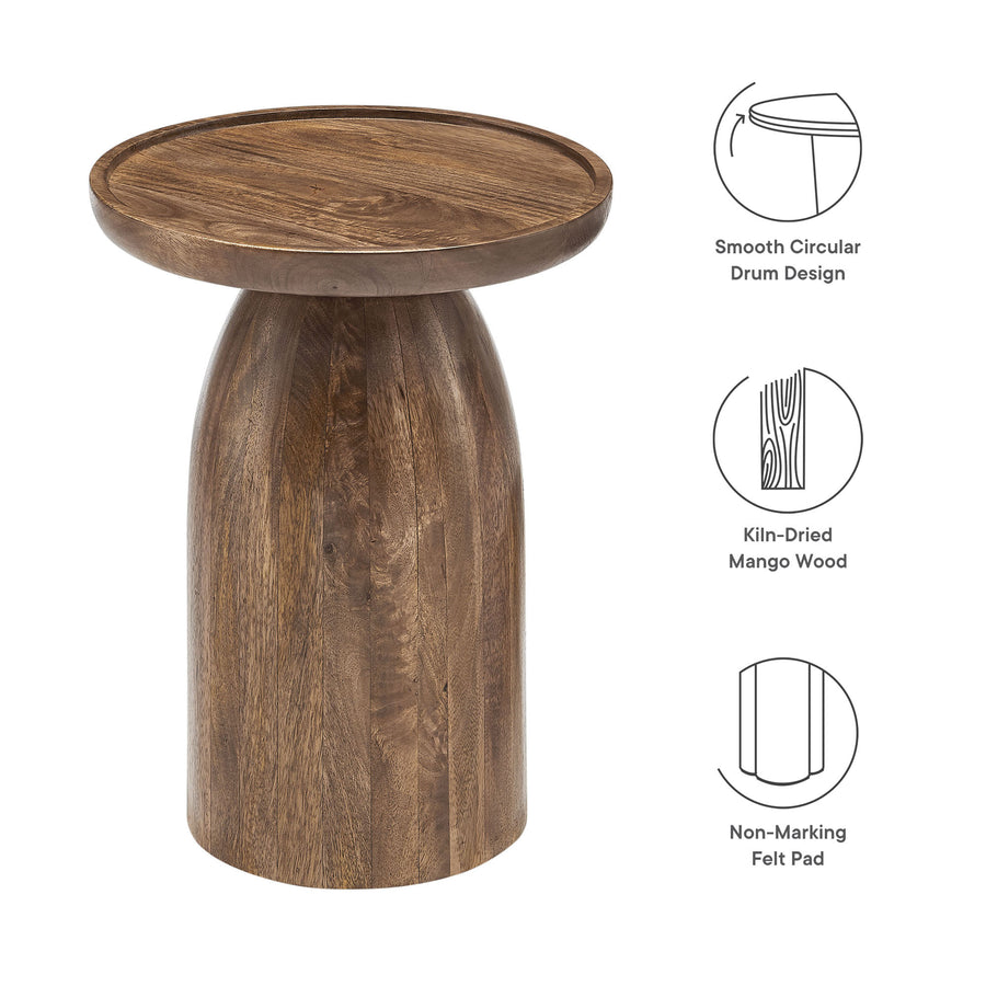 Orson Round Wood Side Table in Walnut
