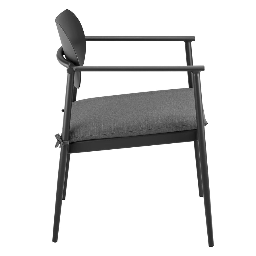 Amber Stackable Outdoor Patio Aluminum Dining Armchair Set of 2 in Charcoal