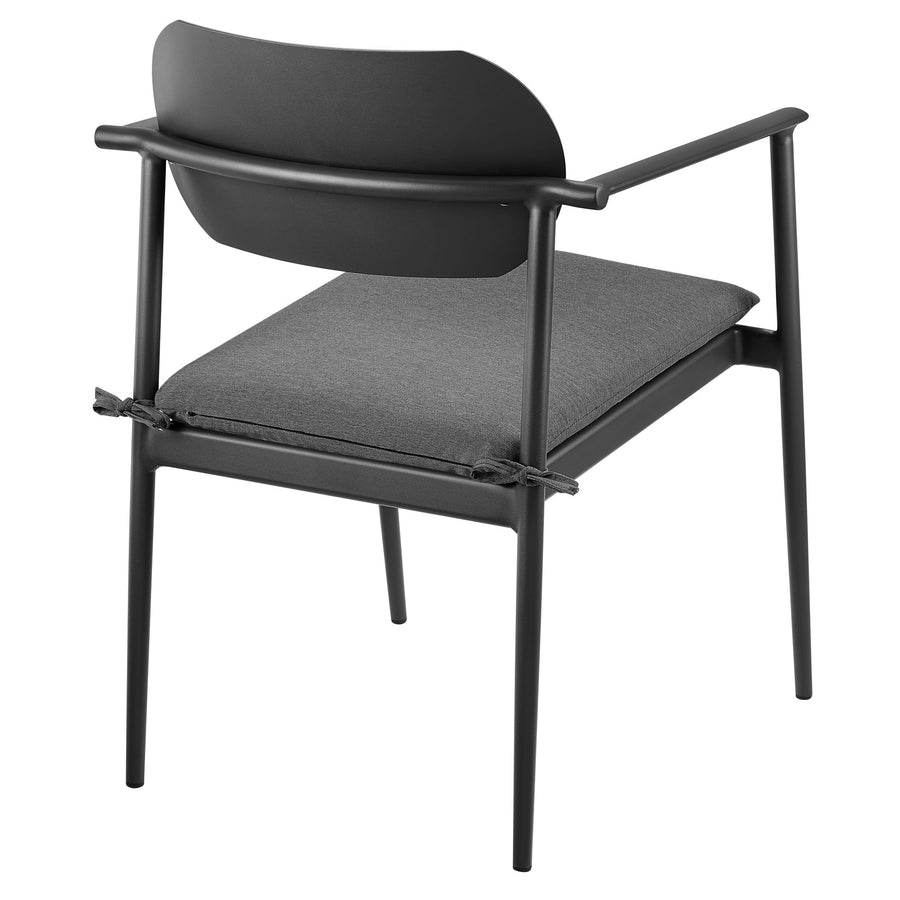 Amber Stackable Outdoor Patio Aluminum Dining Armchair Set of 2 in Charcoal