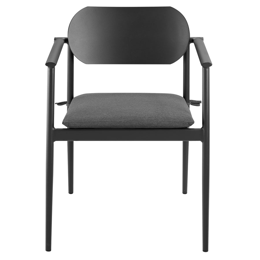 Amber Stackable Outdoor Patio Aluminum Dining Armchair Set of 2 in Charcoal