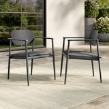Amber Stackable Outdoor Patio Aluminum Dining Armchair Set of 2 in Charcoal