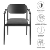 Amber Stackable Outdoor Patio Aluminum Dining Armchair Set of 2 in Charcoal