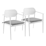 Amber Stackable Outdoor Patio Aluminum Dining Armchair Set of 2 in White
