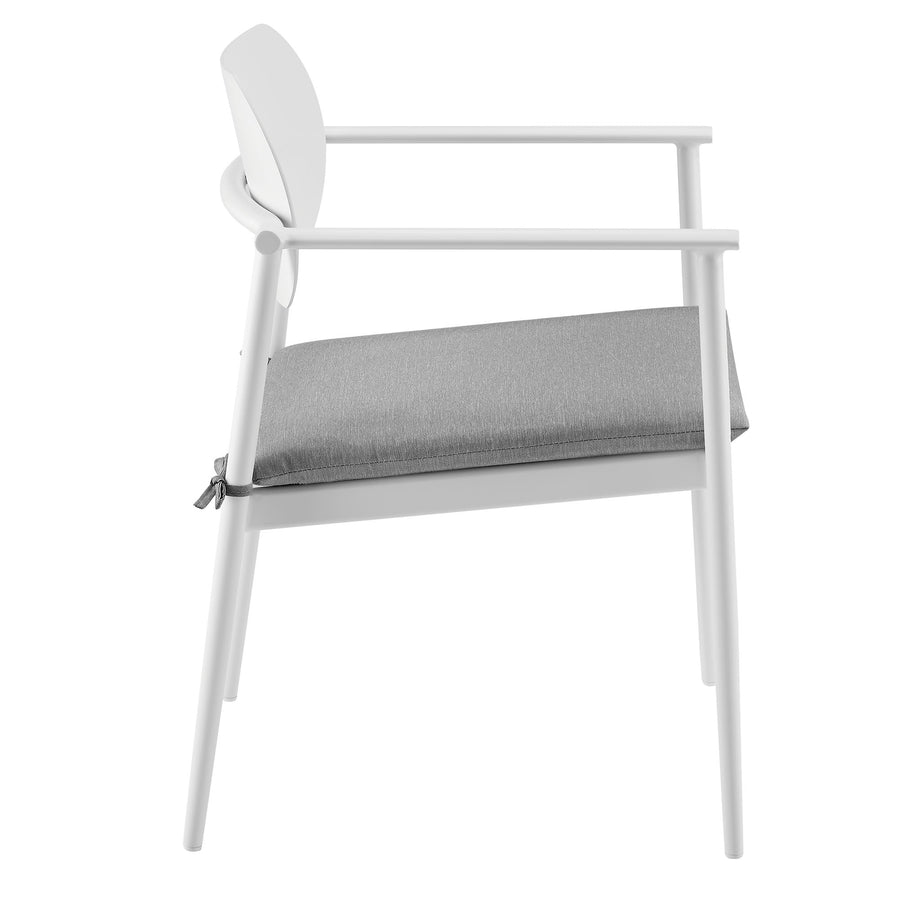 Amber Stackable Outdoor Patio Aluminum Dining Armchair Set of 2 in White