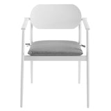 Amber Stackable Outdoor Patio Aluminum Dining Armchair Set of 2 in White
