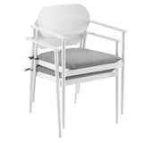 Amber Stackable Outdoor Patio Aluminum Dining Armchair Set of 2 in White