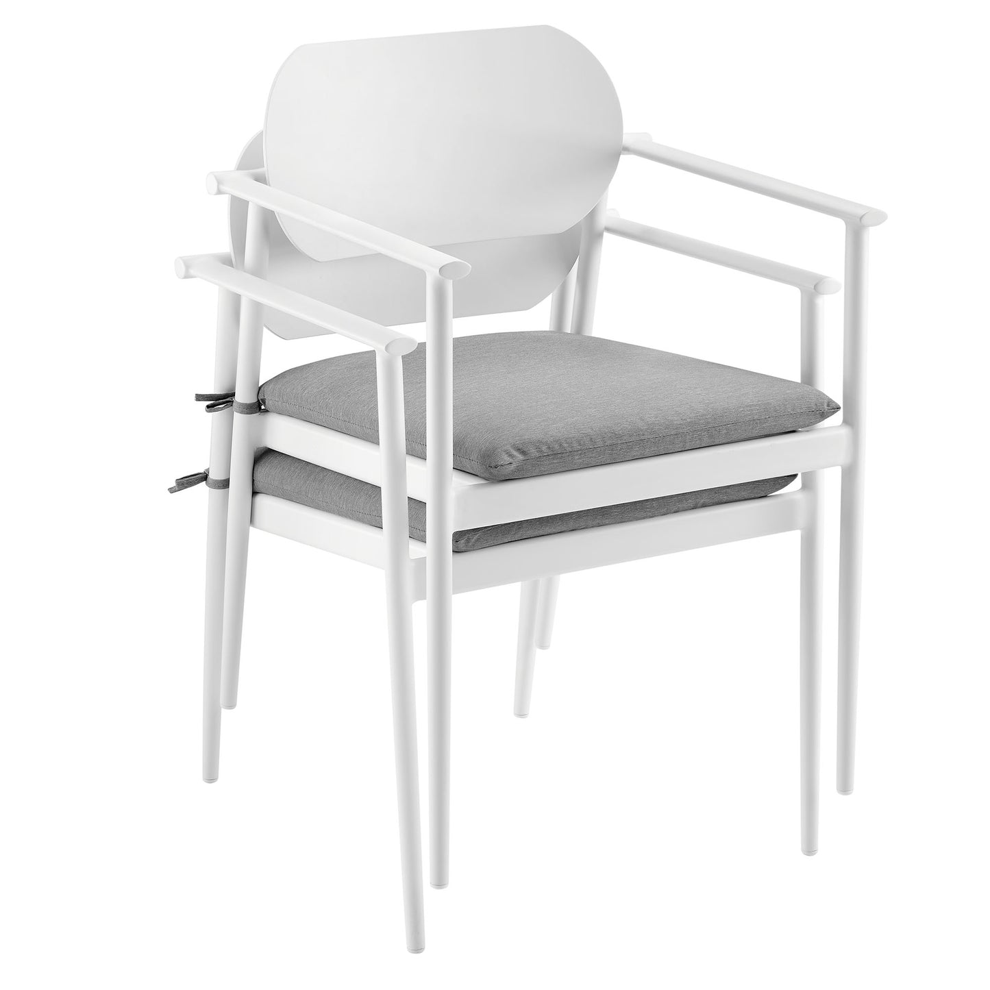 Amber 7-Piece Outdoor Patio Aluminum Dining Set in White Light Gray