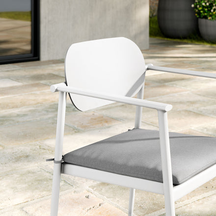 Aeris Stackable Outdoor Patio Aluminum Dining Armchair Set of 2 in White