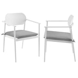 Amber Stackable Outdoor Patio Aluminum Dining Armchair Set of 2 in White
