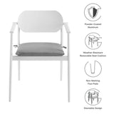 Amber Stackable Outdoor Patio Aluminum Dining Armchair Set of 2 in White