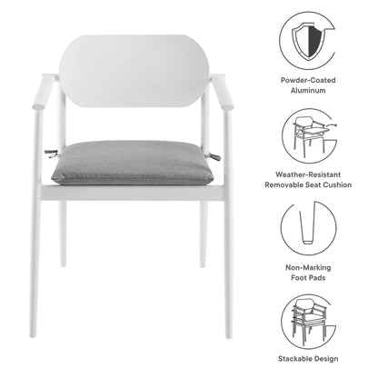 Aeris Stackable Outdoor Patio Aluminum Dining Armchair Set of 2 by Furniture For America