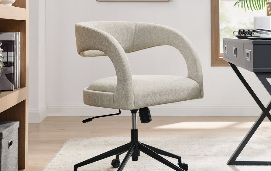 Iris Upholstered Office Chair in Linen