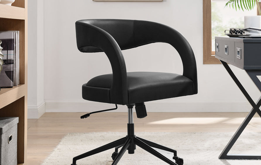 Iris Vegan Leather Office Chair in Black