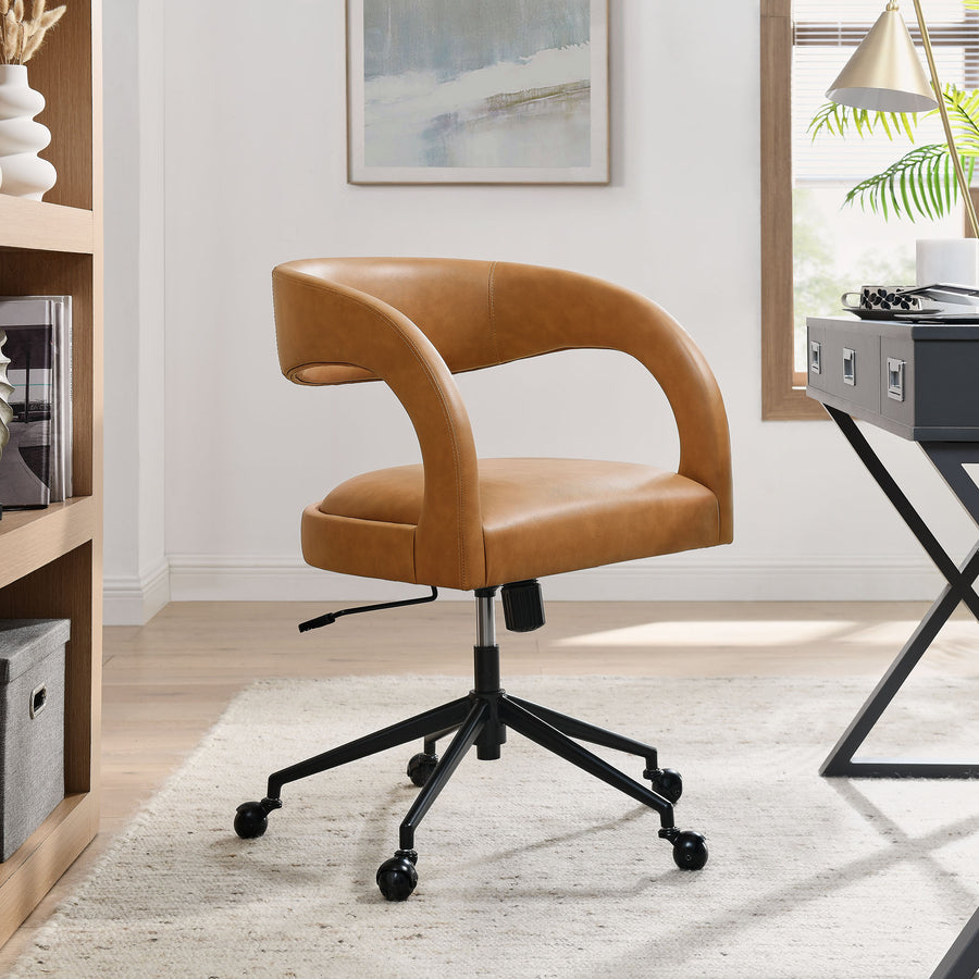 Iris Vegan Leather Office Chair in Tan
