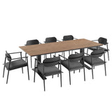 Amber 9-Piece Outdoor Patio Aluminum Dining Set in Charcoal