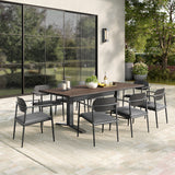 Amber 9-Piece Outdoor Patio Aluminum Dining Set in Charcoal