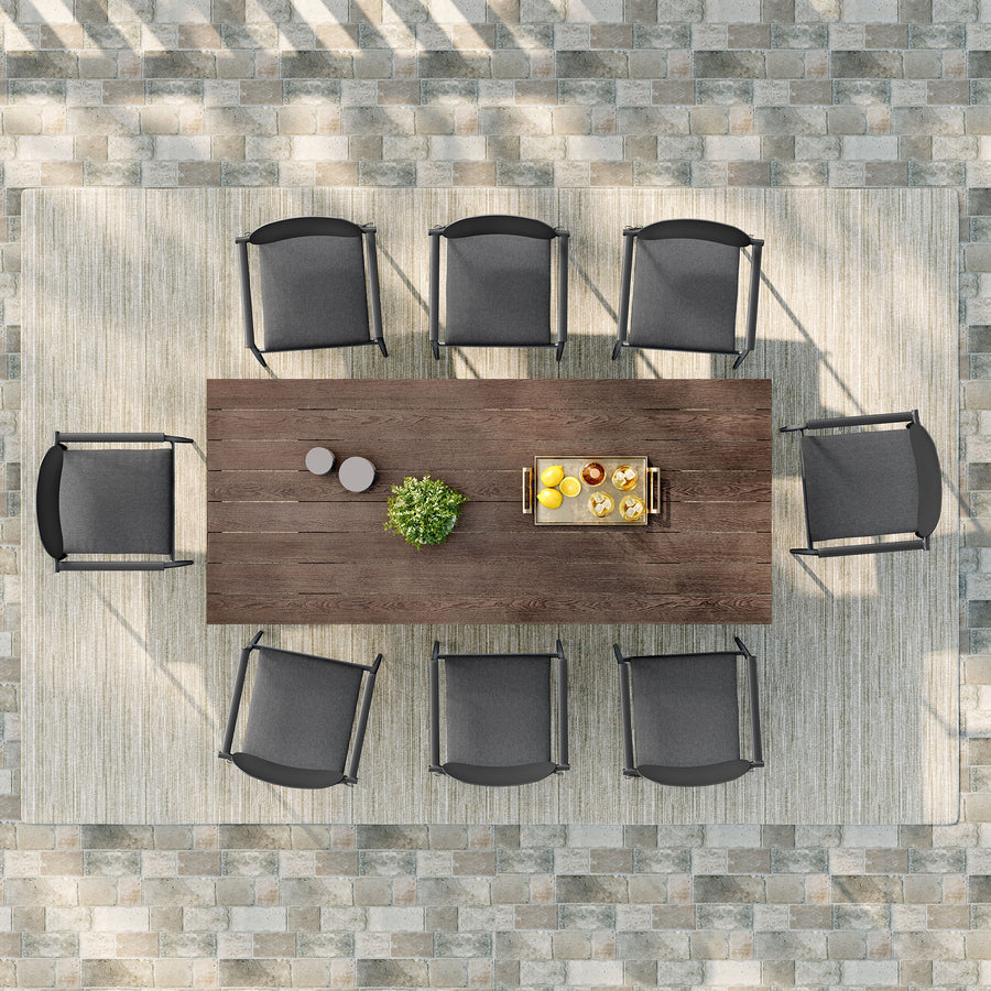 Amber 9-Piece Outdoor Patio Aluminum Dining Set in Charcoal