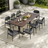 Amber 9-Piece Outdoor Patio Aluminum Dining Set in Charcoal